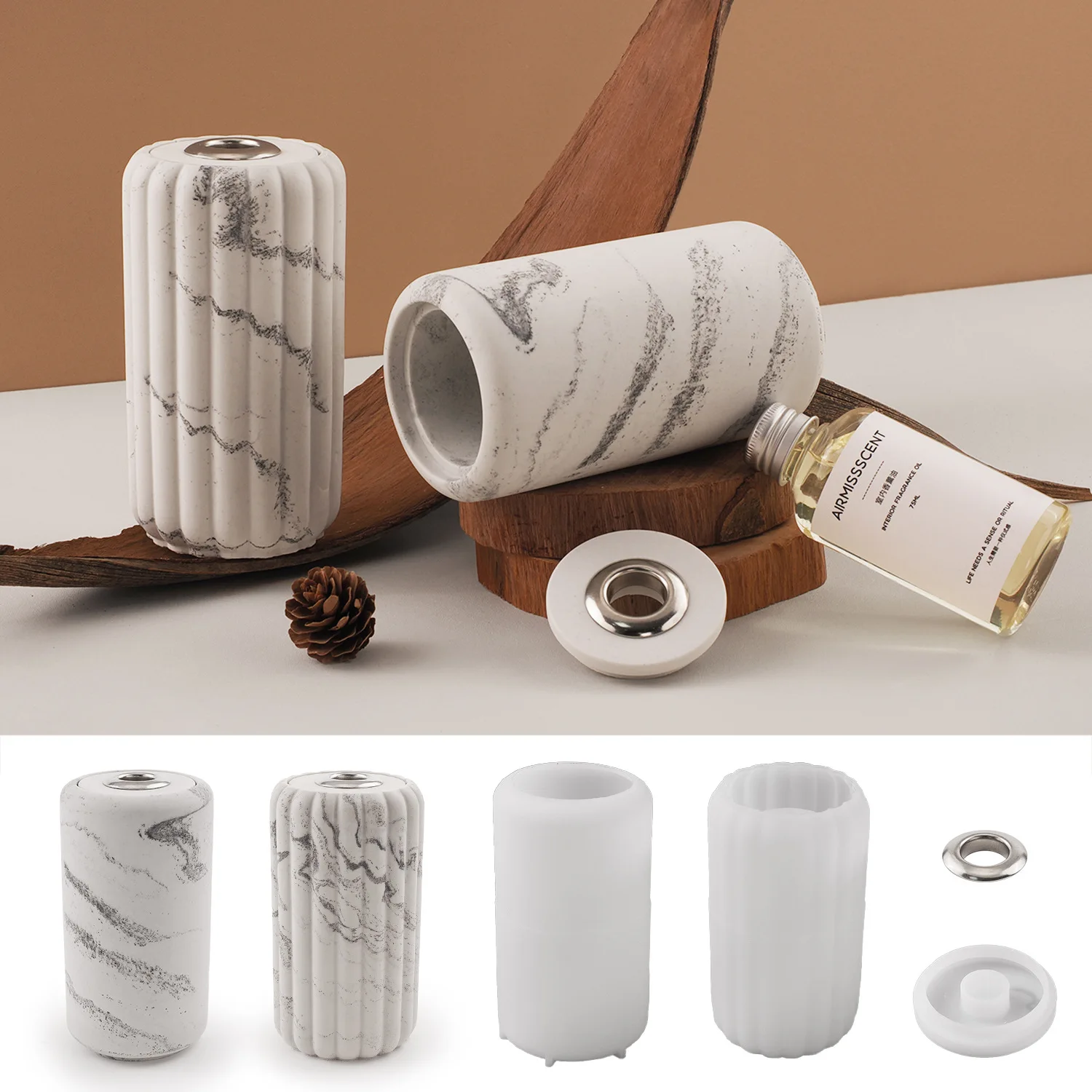 M4957 Cement Vase Aromatherapy Bottle Container Silicone Mold