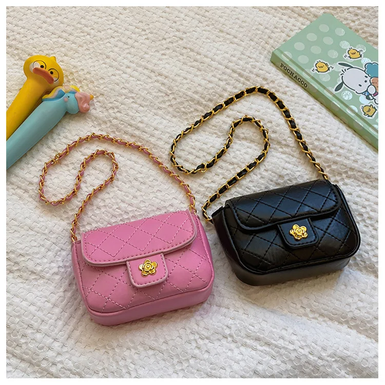 2024 New Wholesale Fashion Baby Cute Cion Mini Pu Kids Handbags Mini Purple Purse Little Girls Purse For Kids