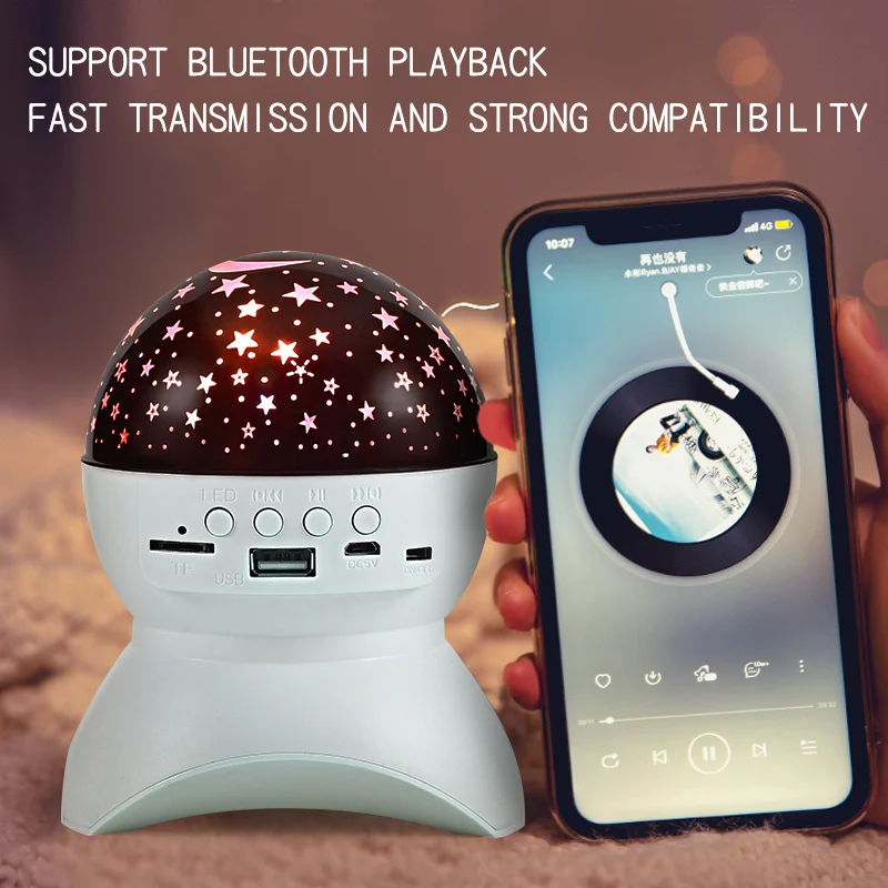  new USB battery rechargeable multicolors wifi bluetooth music led 6w starry projector night light for kids baby