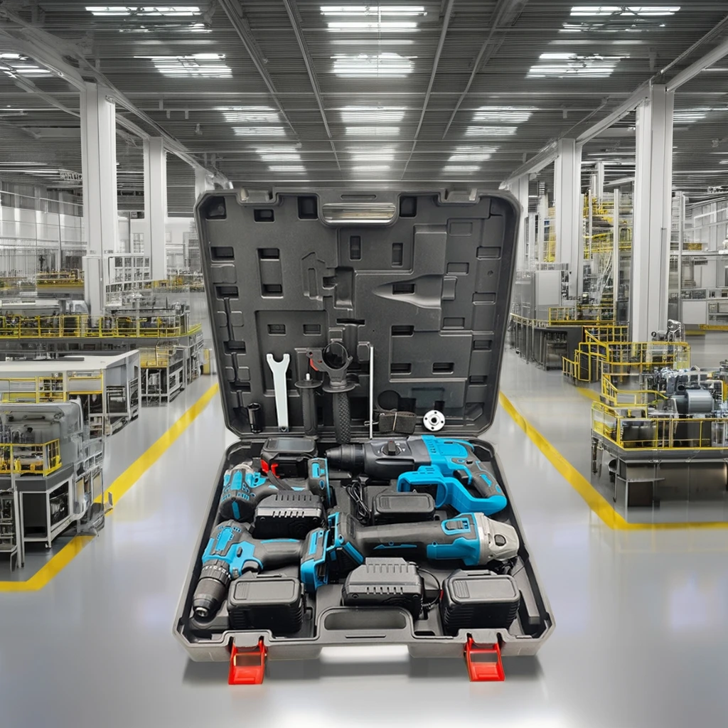 Customizable Cordless Battery Power Drill Set Includes Impact Wrench Angle Grinder Electrical Tools Nail Gun