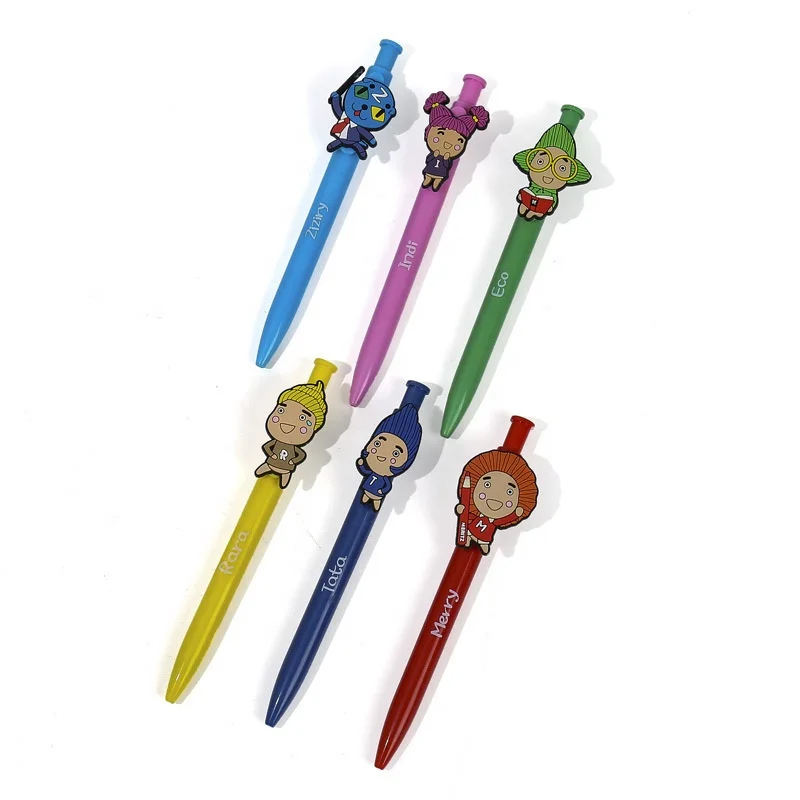 Zeamor Boligrafo Korea Japan Style Ballpoint Pen Custom Kids Cartoon Plastic Ball Pens With Design PVC Cartoons Clip