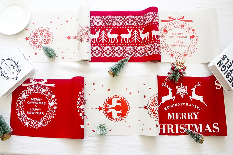 
Wholesale custom cotton linen party farmhouse table decoration christmas table runner 