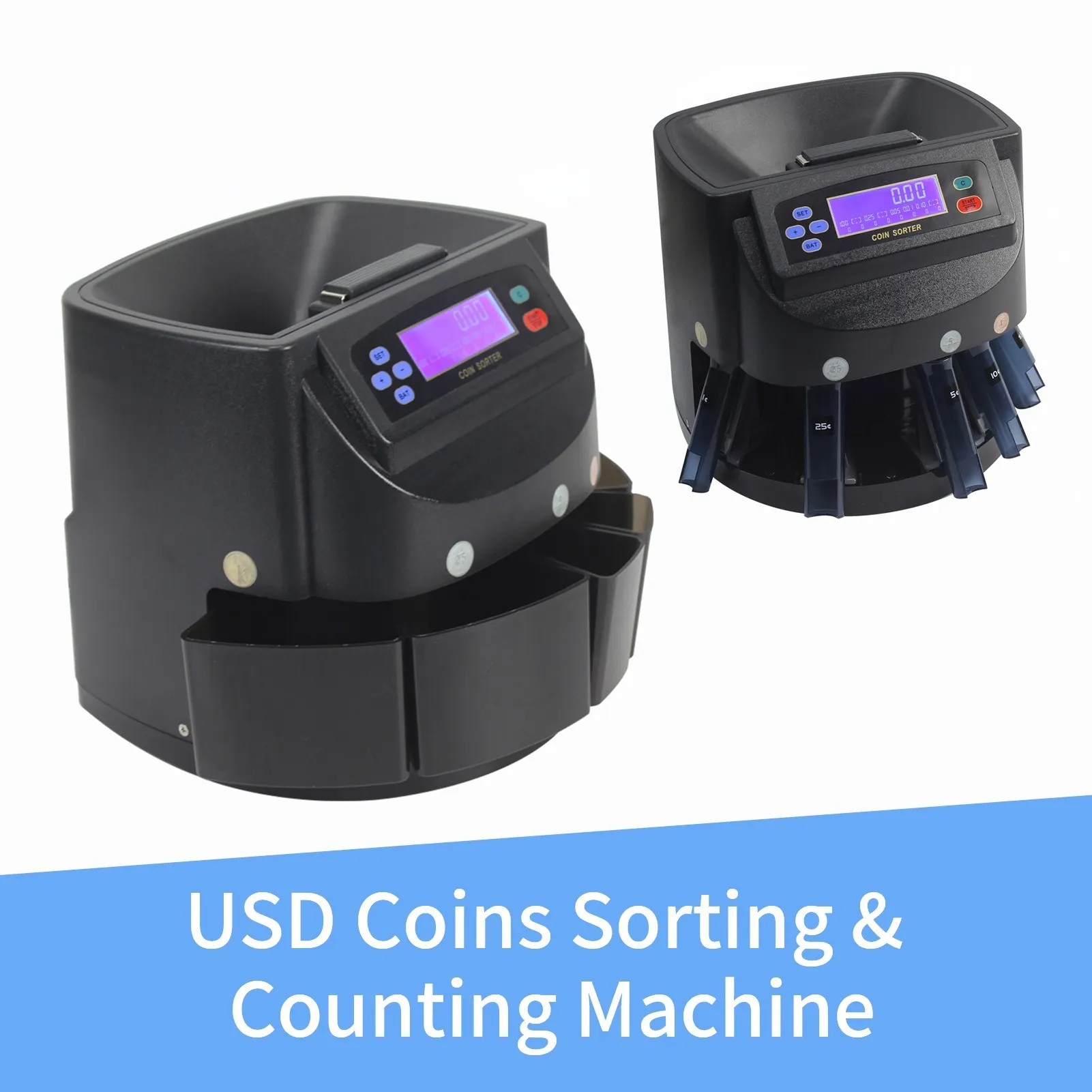 High Quality Coin Counters Sorters Machines Automatic Electronic Digital Sensor USD EUR LCD Display Contador De Monedas