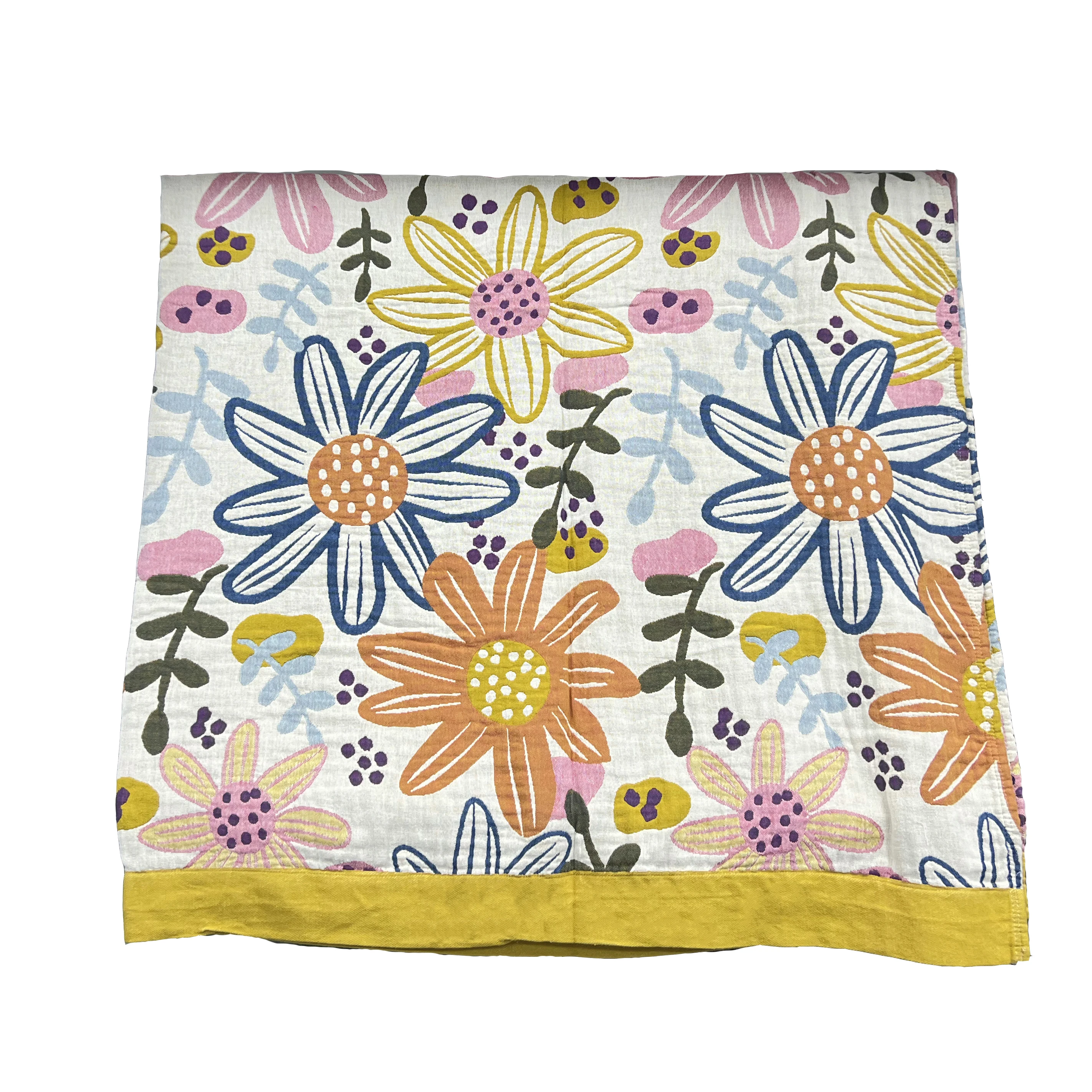 100% хлопчатобумажная пряжа из крашеного жаккарда 4 слоев марли Ткань мульти-функциональный термостатический одеяло роскошное постельное покрывало King