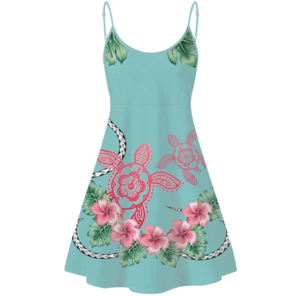 Женское платье-черепаха с принтом на заказ, повседневное летнее пляжное платье-комбинация на тонких бретельках, оптовая продажа