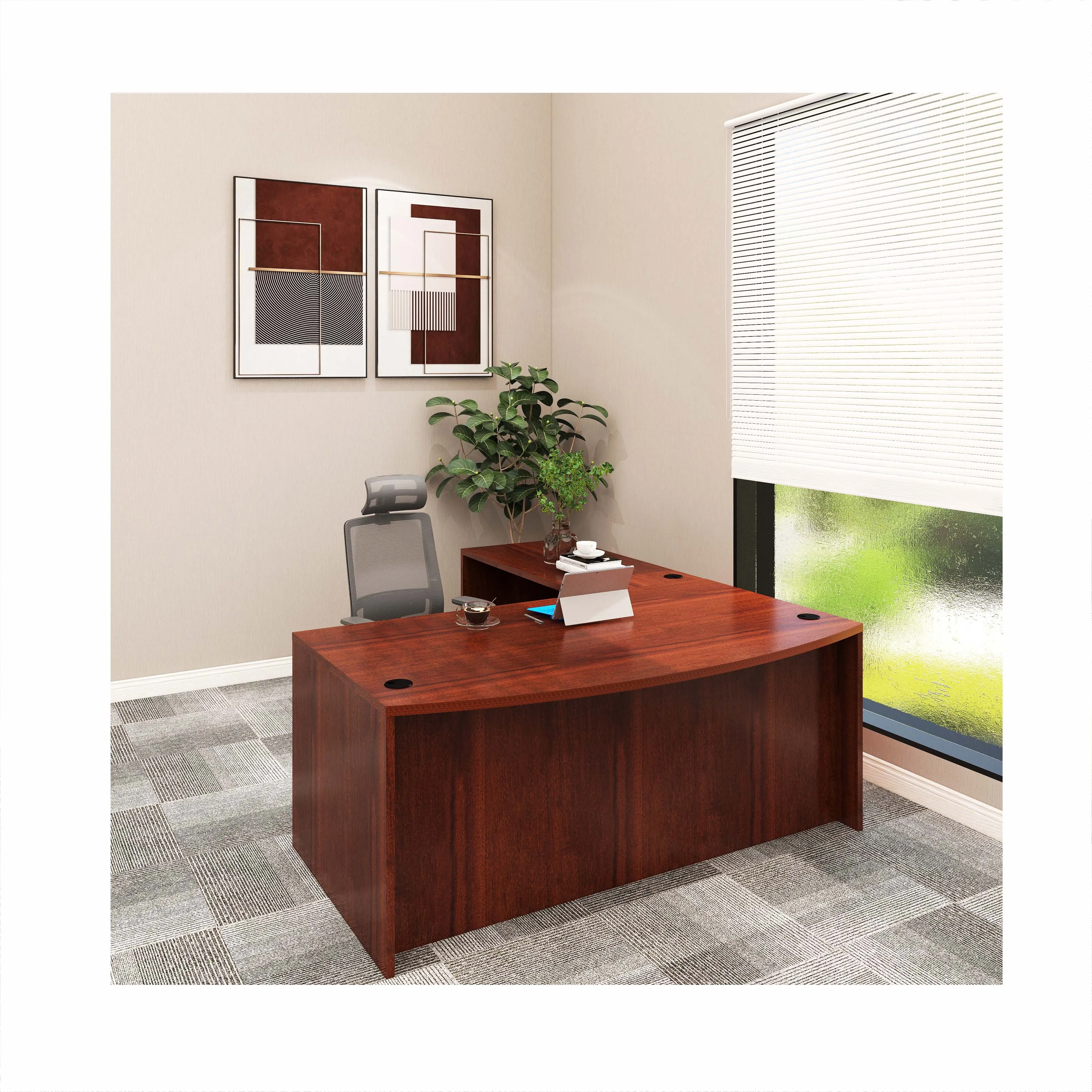 Melamine Executive Director Table L Shaped Mdf Melamine Wooden Manager Executive Office Desk