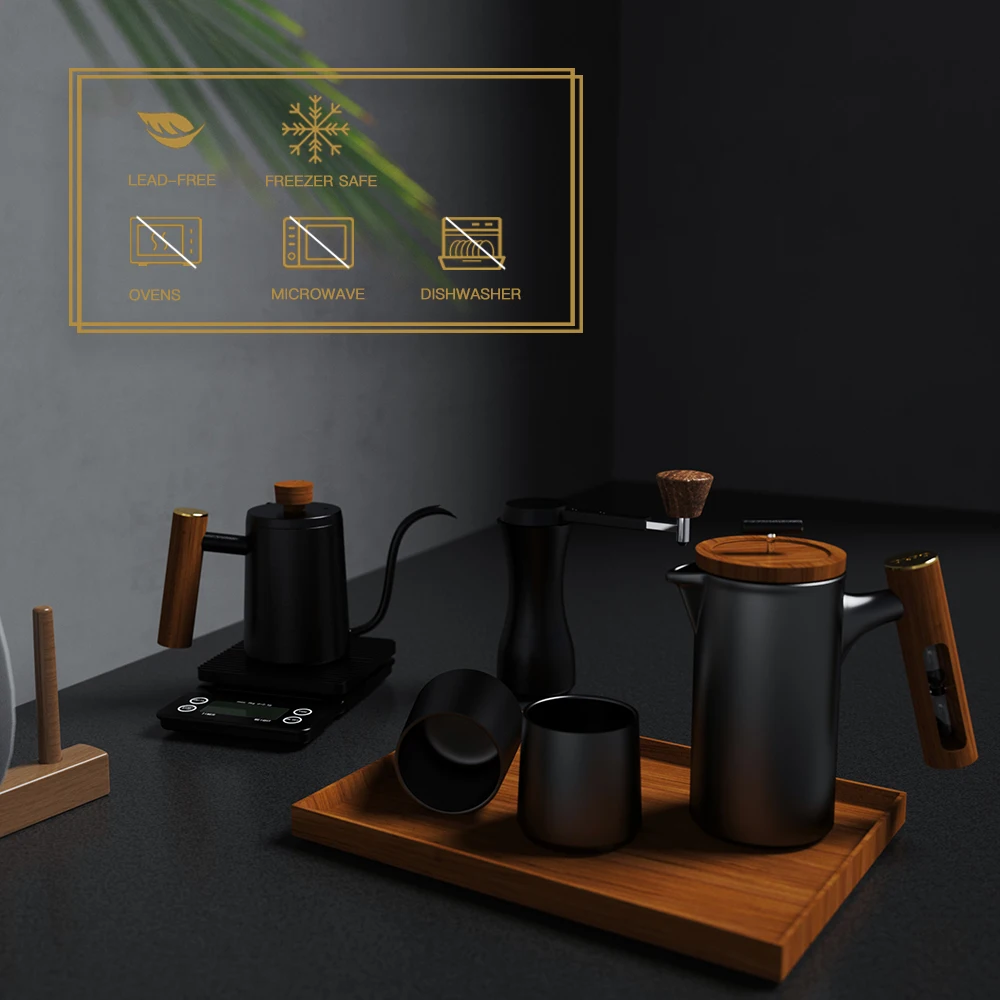 DHPO 600ml ceramic barista tools french press coffee maker with coffee filter and hourglass timer