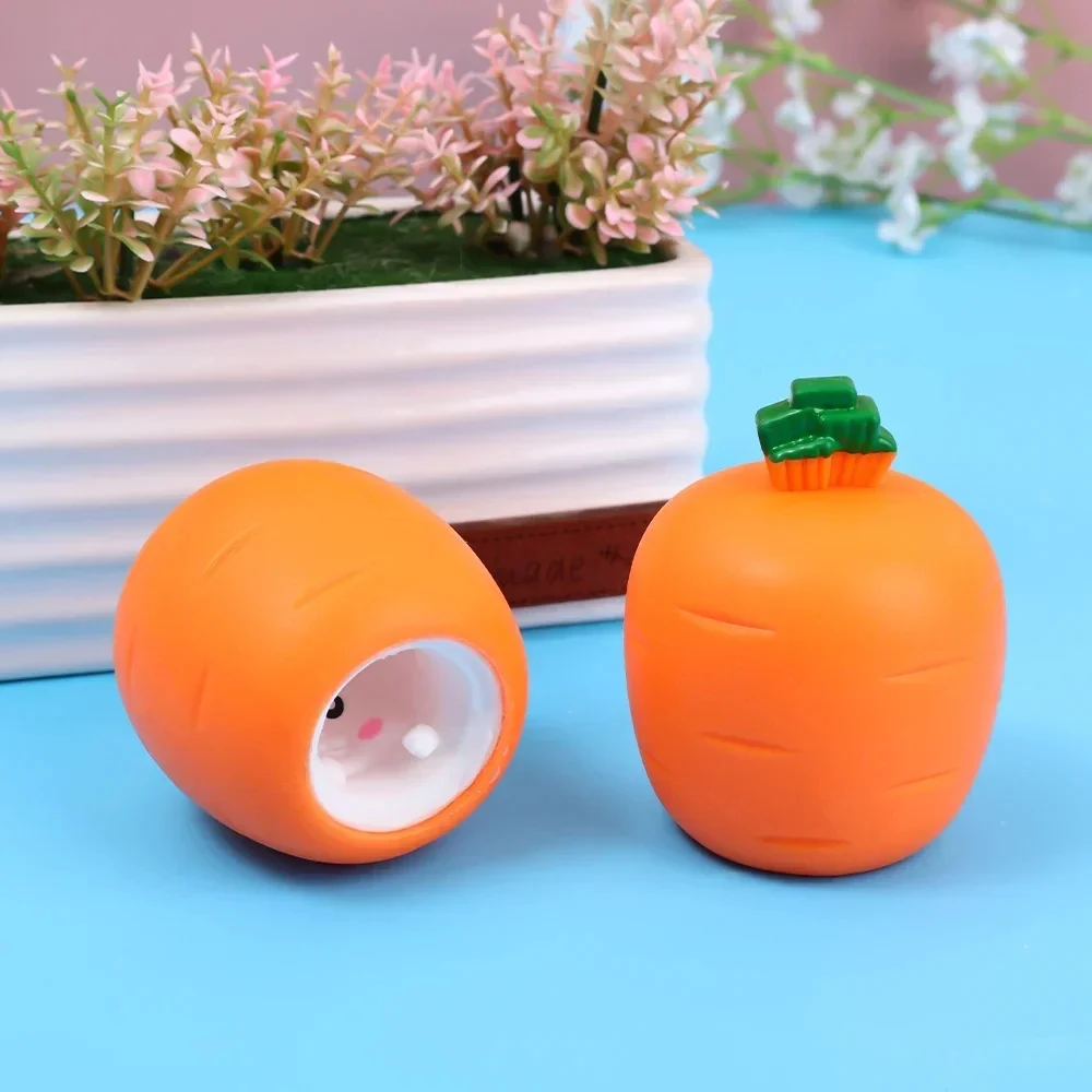 Squeeze Toys Stress Relief Silicone Stretch Toy Funny Easter Carrot Rabbit Shape Toys Decompression Soft for Kids Adults