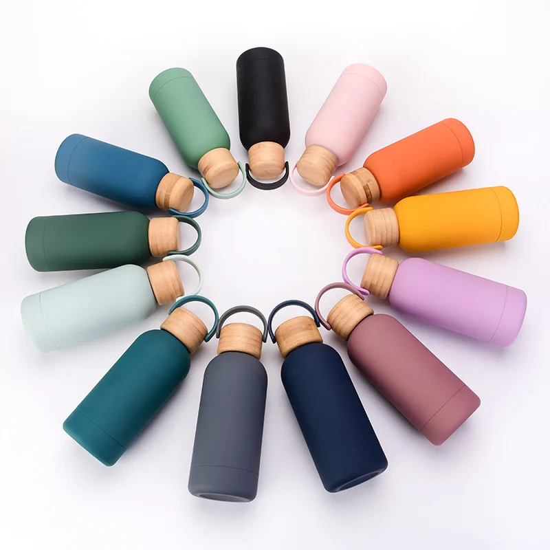 500ml  Skinny Tumbler  Doubl Wall Stainless Steel Portable Large Capacity Thermal Water Bottle  with Bamboo Lid