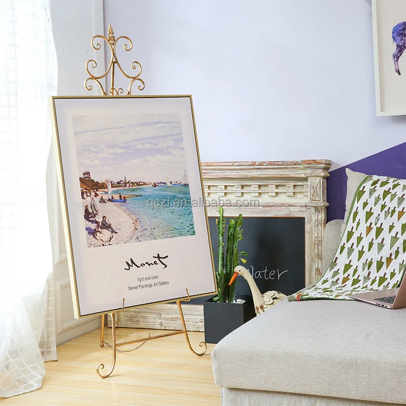 Wedding Iron Gold Easel Photo Frame Bracket Wedding Welcome Exhibition Frame Photo Display Stand Modern Oil Painting Frame