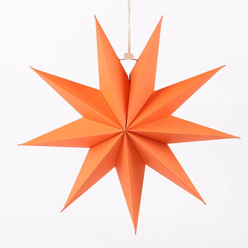 Customized 9 Pointed Printed Christmas Hanging Decoration Paper Star Lantern