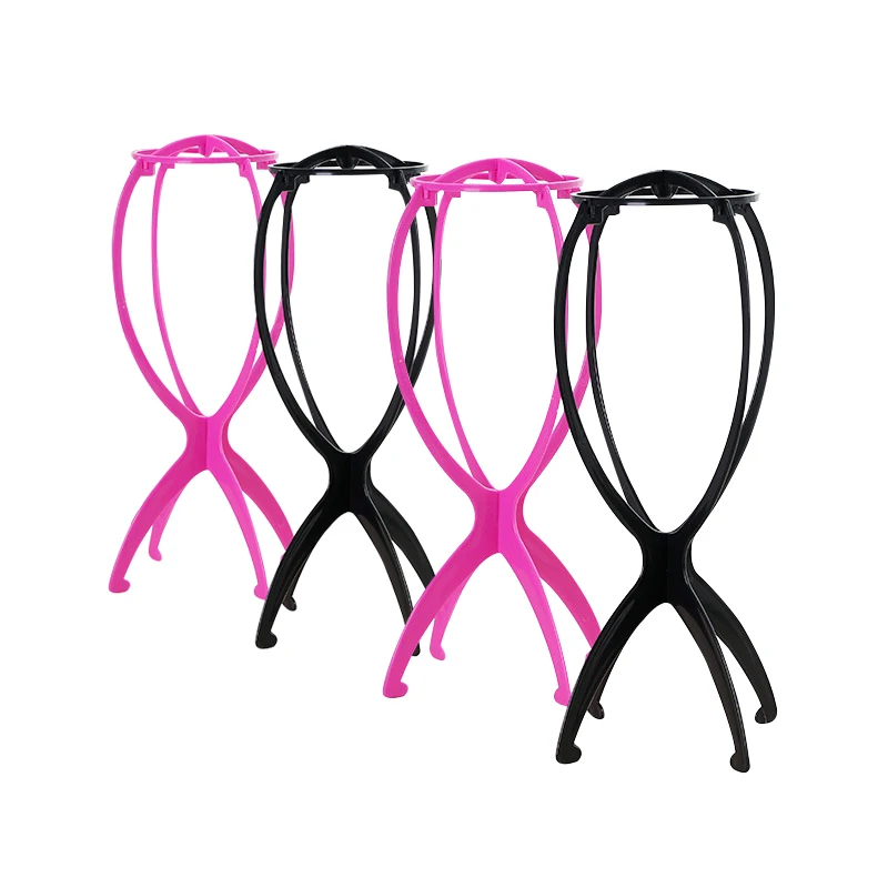Wholesale High Quality Ajustable Wig Stands Foldable Plastic Display Hair Extension Tool Portable Folding Wig Stand