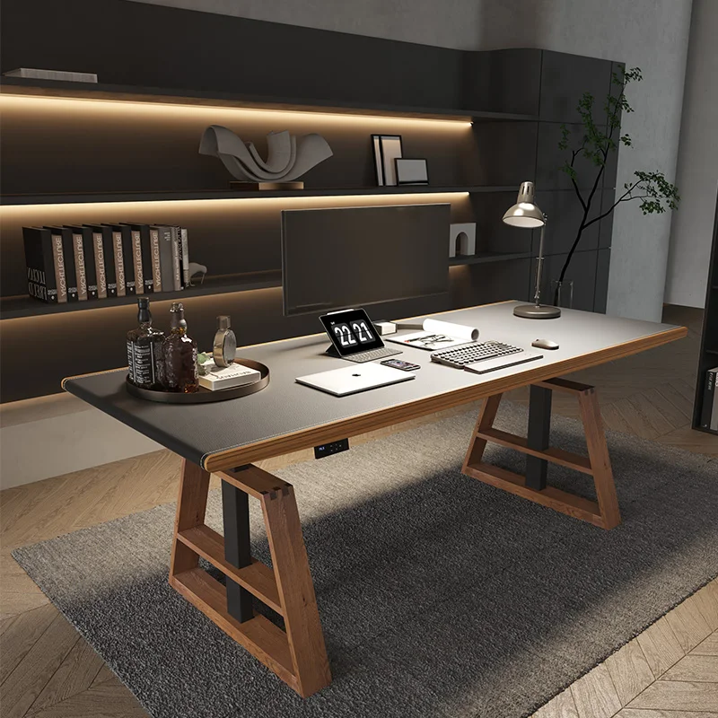 Executive Standing Desks Height Adjustable Computer Desk Customized Boss Workstation Wooden Style Standing Desk