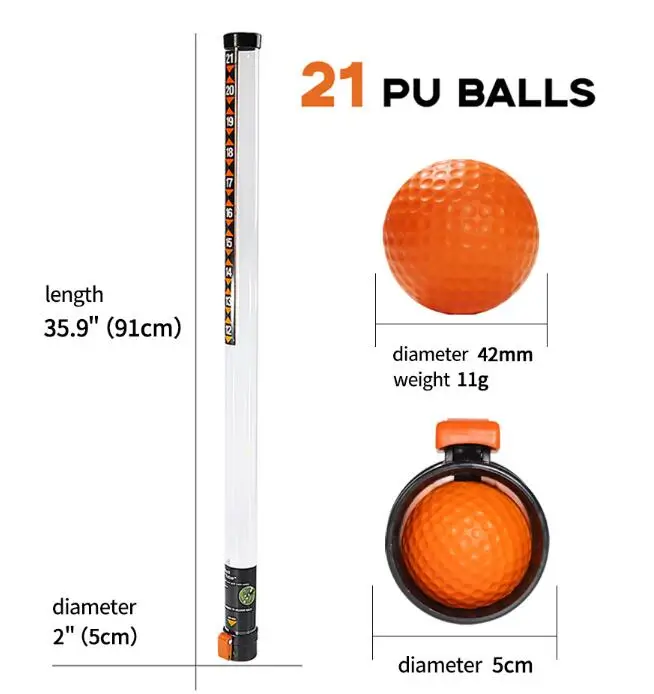 Factory Supply  Transparent Plastic Golf Ball Retriever Picker Grabber with 21 pcs Practice PU Balls Packer