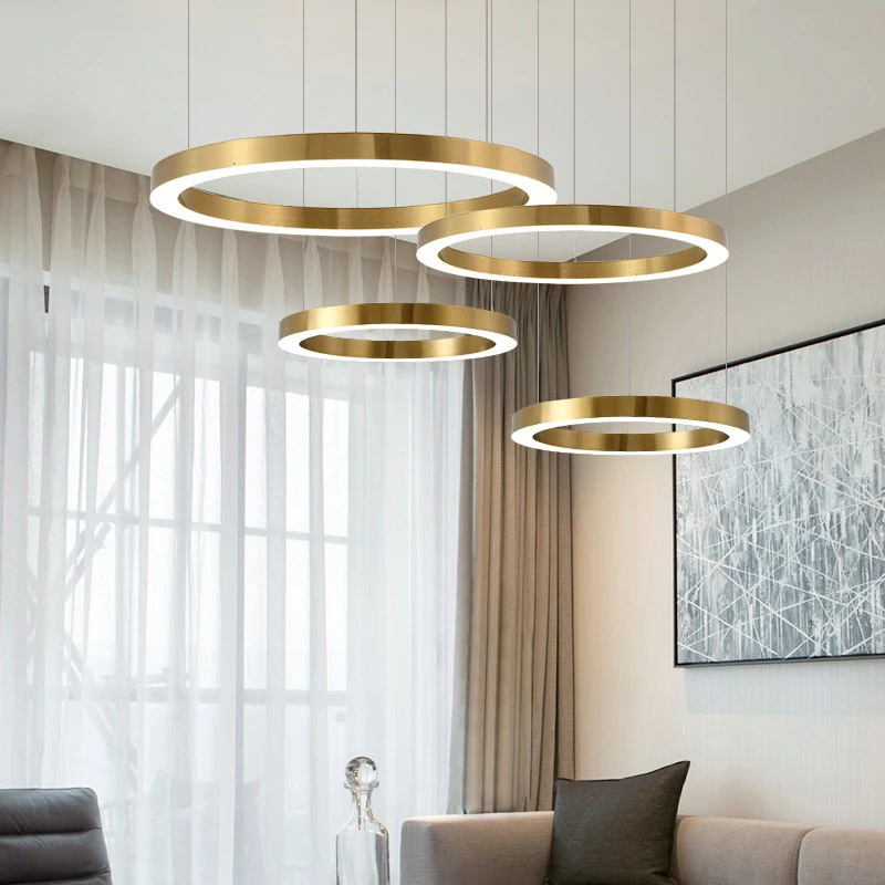 Home Decor Led Round Linear Fixture Acrylic Chandeliers Pendant Lighting for Hotel Lobby Restaurant Lighting Chandelier