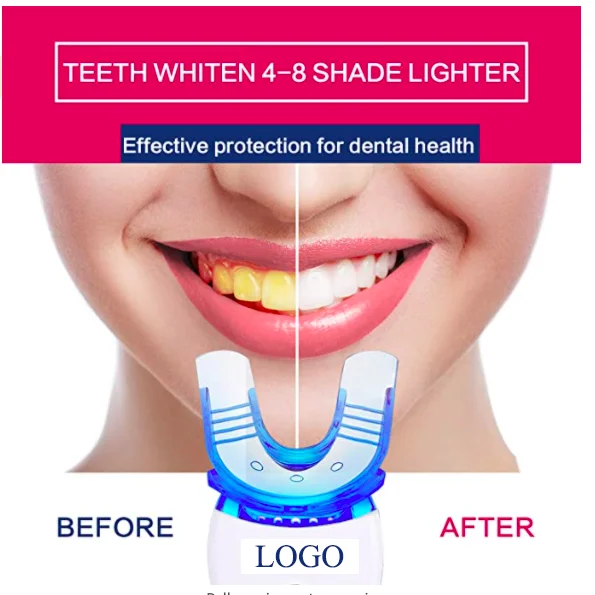 Private Label Gold Dental Whitening Gel 6% HP Wireless LED Light  Teeth Whitening Home Kit