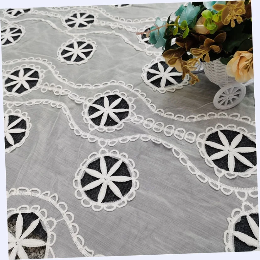 Unique Organza Embroidery Openwork fabric Gorgeous Design Floral Luxury Red Lace Fabric for Pillow