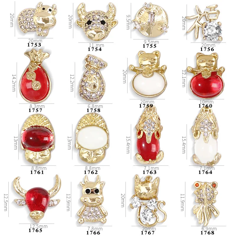 Factory Price Luxury Ruby Zircon Diamond 3D Red Alloy Decoration Tools Metallic Studs Alloy Chain Manicure DIY Nail Rhinestone