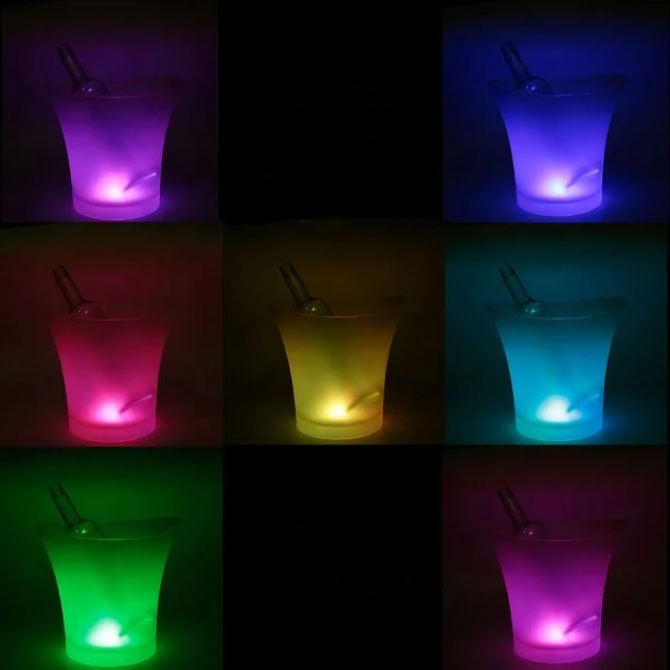 transparent colorful led gradient light glowing 4l 5l acrylic clear beer champagne plastic led ice bucket