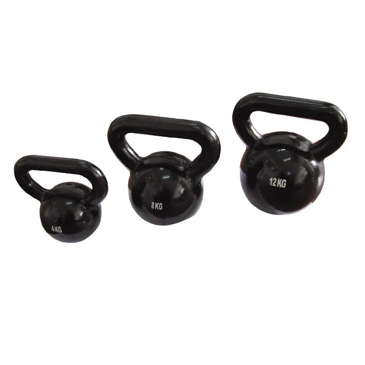 Black Rubber Kettlebell With Chrome Handle