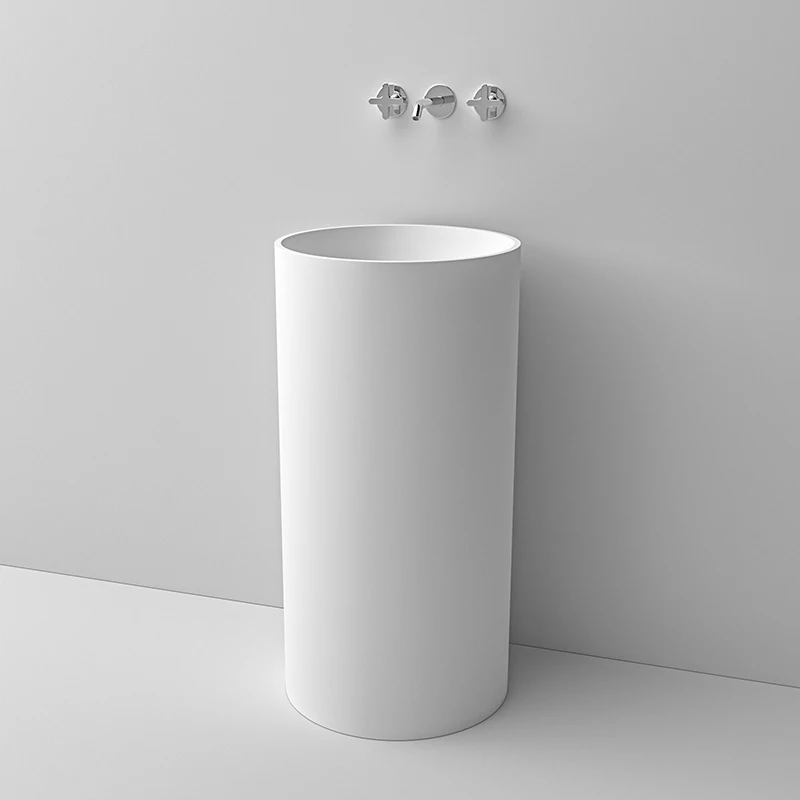 Wholesale Marble Pedestal Bathroom Free Standing Wash Basin Double Sink