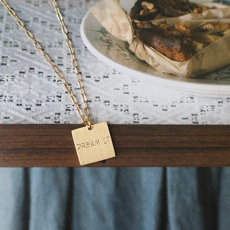 Wholesale Waterproof 18K Gold Plated Custom Name Engravable Stainless Steel Pendant Necklaces For Women Fashion Jewelry