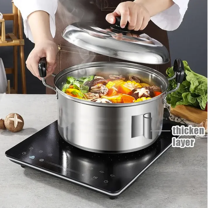 Promotional Item Pot,Commercial Cookware Set Cooking Pot with Lid,16-18-20-22-24cm set pot hot selling model with steamed slices