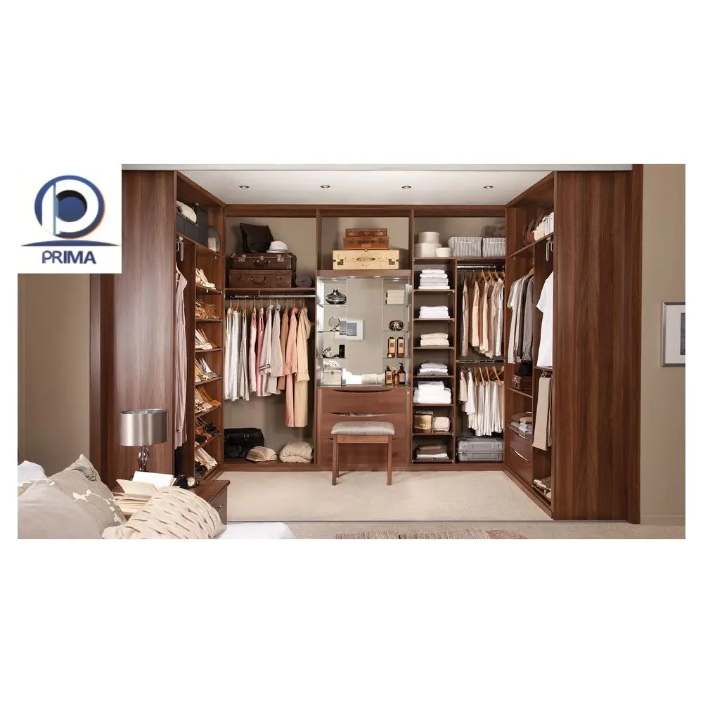 PRIMA Manufacturer Customized Bedroom Walk-in Portable Wardrobe Closet Modern Wooden Wardrobes Room Cabinets