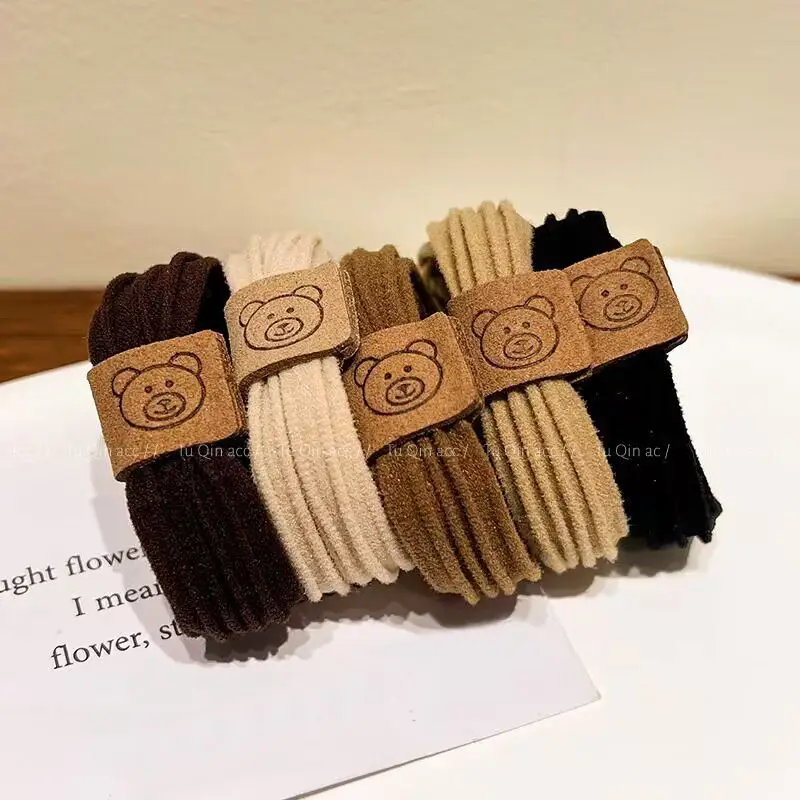 Korean Lovely Little Bear Wrinkle Hair Bands Web Celebrity Rubber Fashion Leather Women Hair Bands