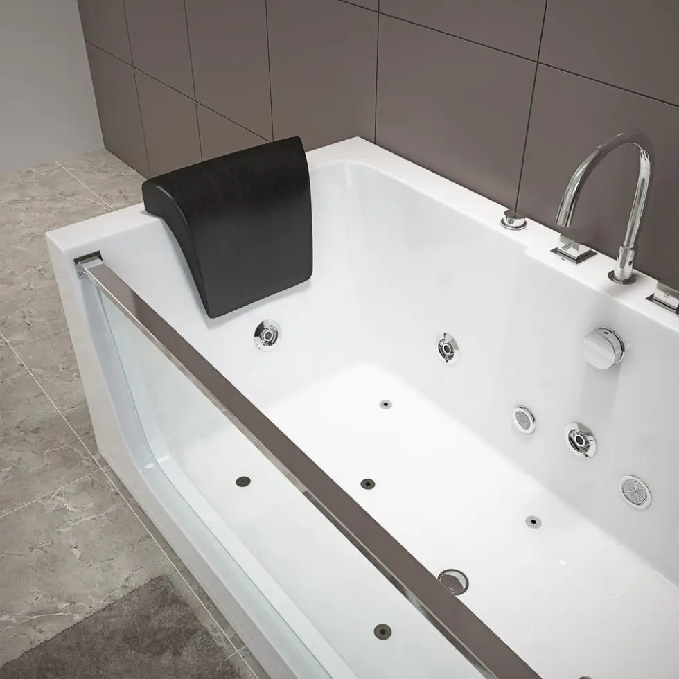 2024 Modern Style Rectangle Freestanding Massage Bathtub with Glass Window 1 Person Acrylic Whirlpool Jetted Bath tab