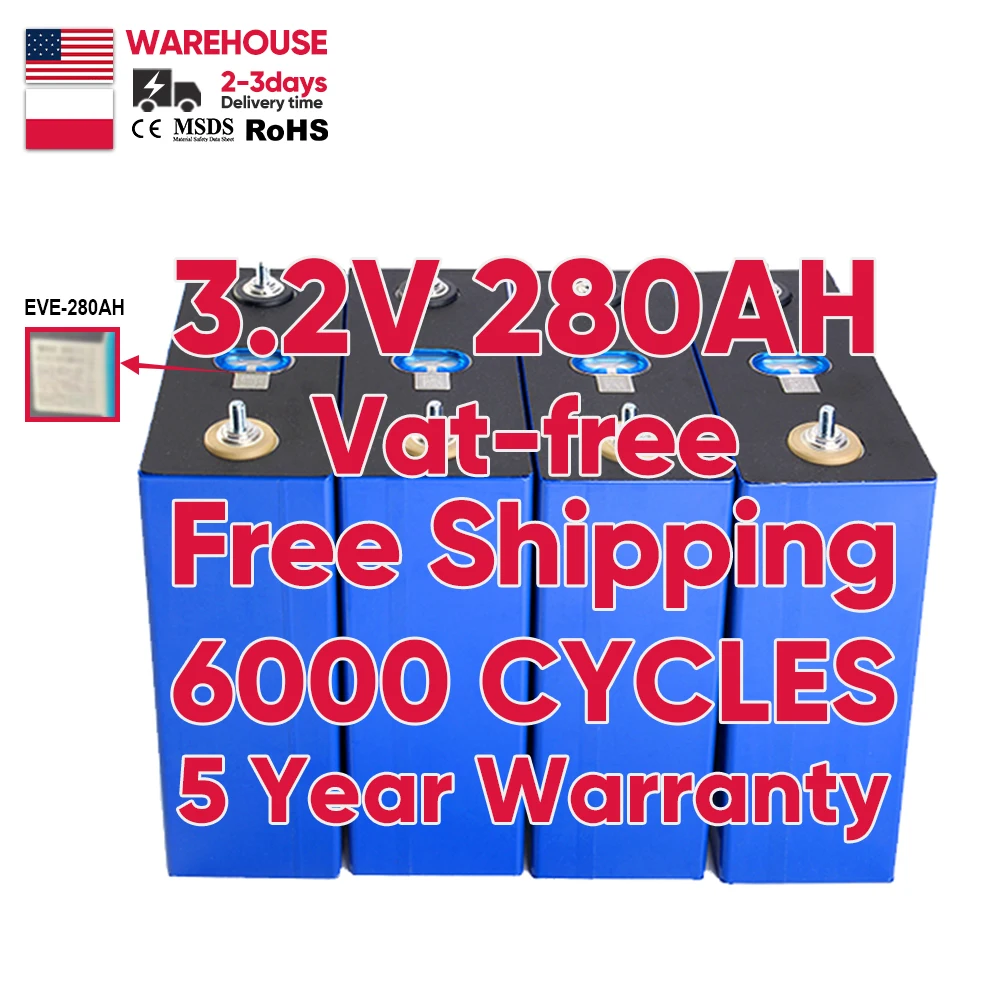 Grade A 4pcs 3.2v 50ah 100ah 105ah 180ah 200ah 280ah 300ah lifepo4 lithium ion battery cell for diy lithium ion battery pack