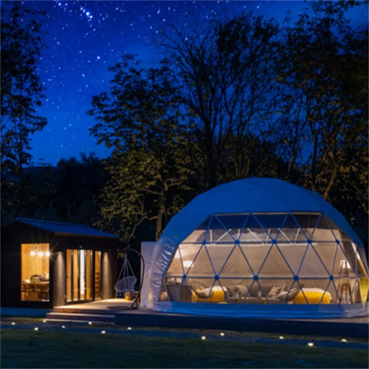 pvc igloo geodesic dome hotel outdoor aluminum structure camping tent hotel luxury dome house glamping round dome tent