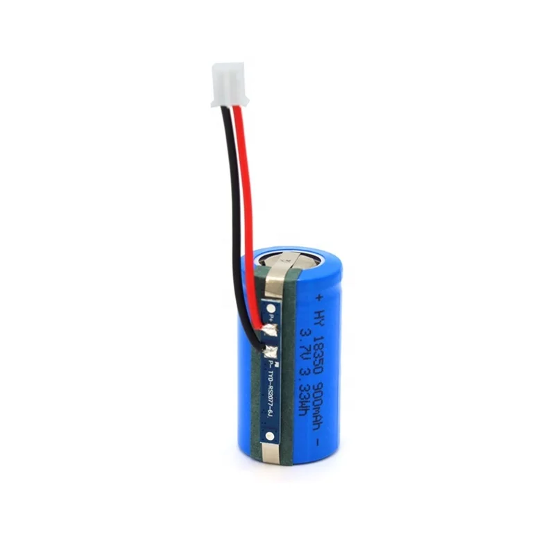 18350 3.7V 900mAh lithium ion battery with protection board and JST connector in stock