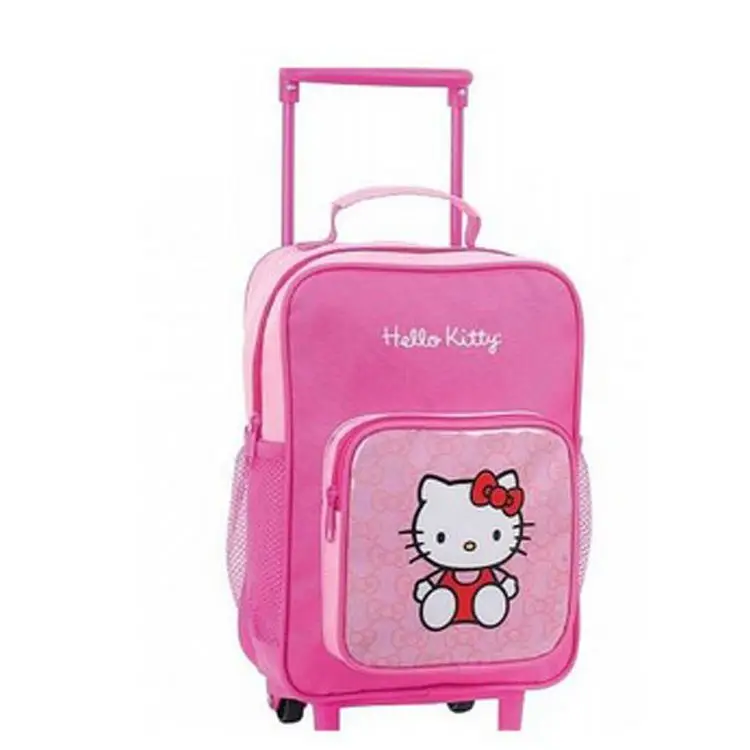 Bespoke Tailoring Rucksack Hello kitty Pink school trolley backpack bag on wheel for Russia Market