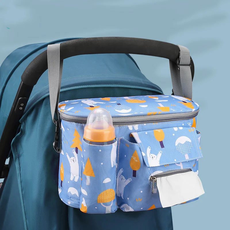 Baby Trolley Organizer Mommy Travel Bags Accessories Waterproof Milk Bottle Diaper Trolley Hanging Bag