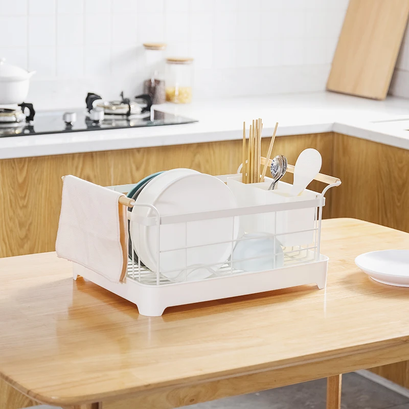 Multi-function Kitchen draining metal dishes rack tableware storage rack single layer bowl and dish drain rack