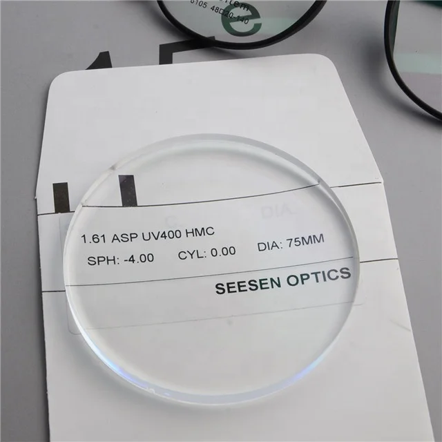 1.61 ASP UV400 eyeglasses prescription lenses cr39 HMC/SHMC coating single vision optical lens