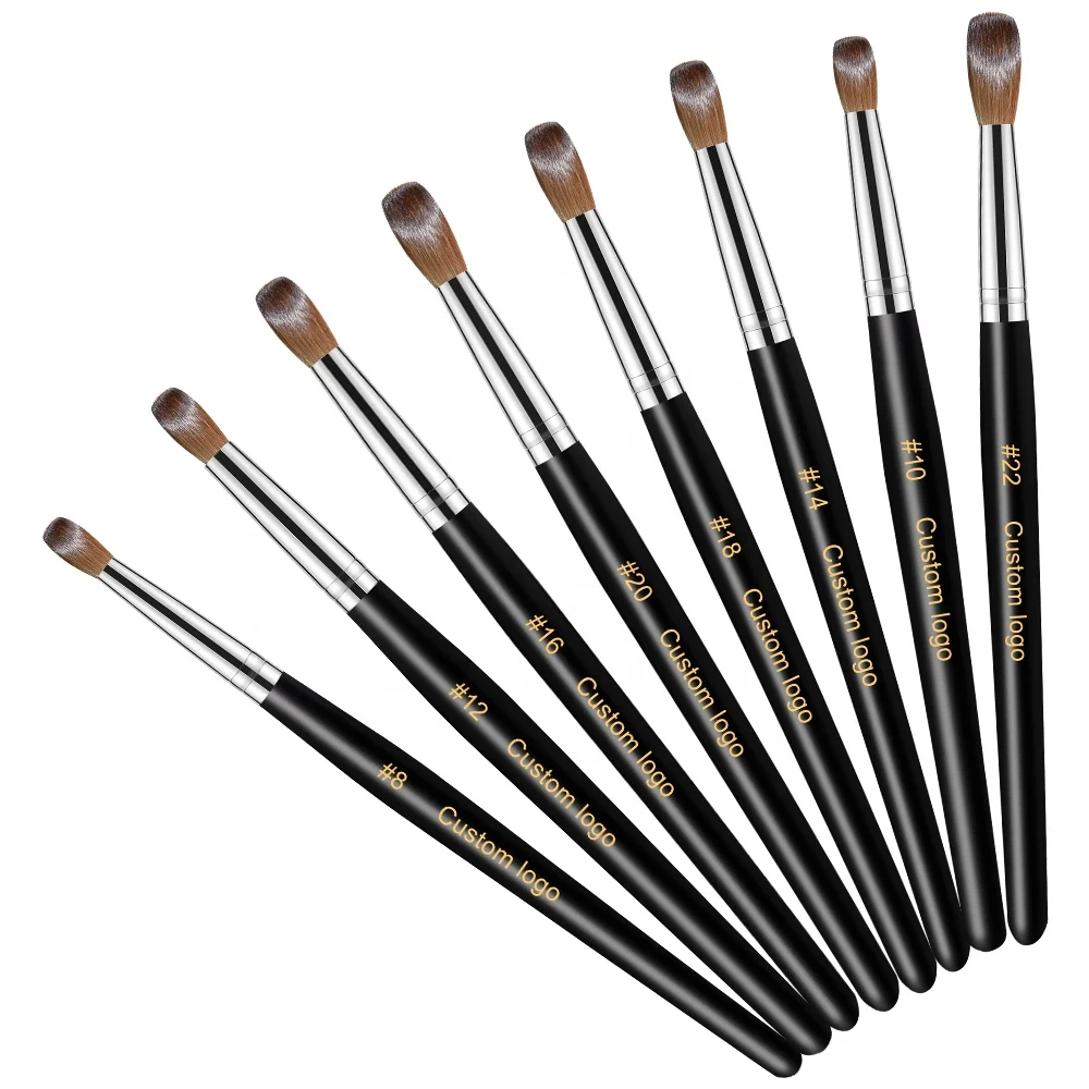 Top Quality New Nail Brush White Black Wood Custom Private Label Sable Kolinsky Acrylic Nail Brush Crimped Round #8 10 12 14 16