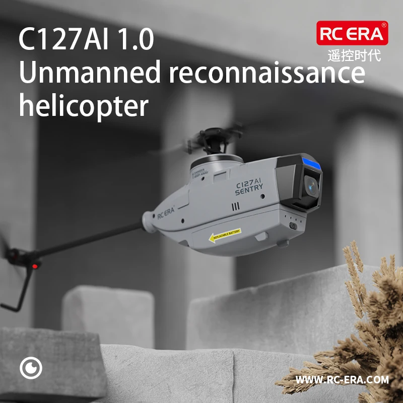 C127AI R/C Simulated Military Fly Aircraft 720P Wide-Angle Camera AI Intelligent Recognition Investigation Helicopter Drone Toy