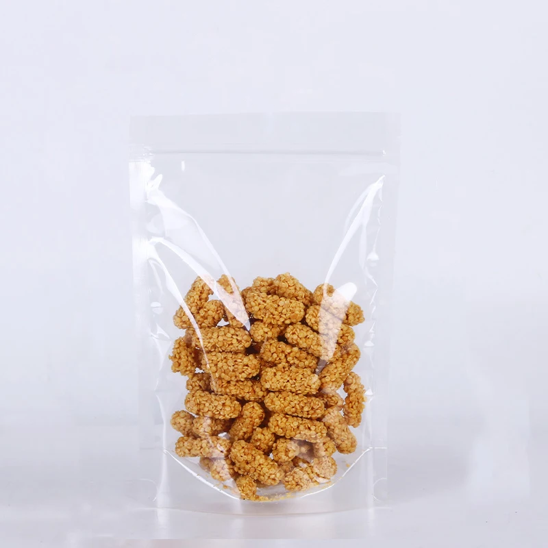 Clear transparent packaging nuts dried food packaging 8 side seal flat bottom plastic zipper bags
