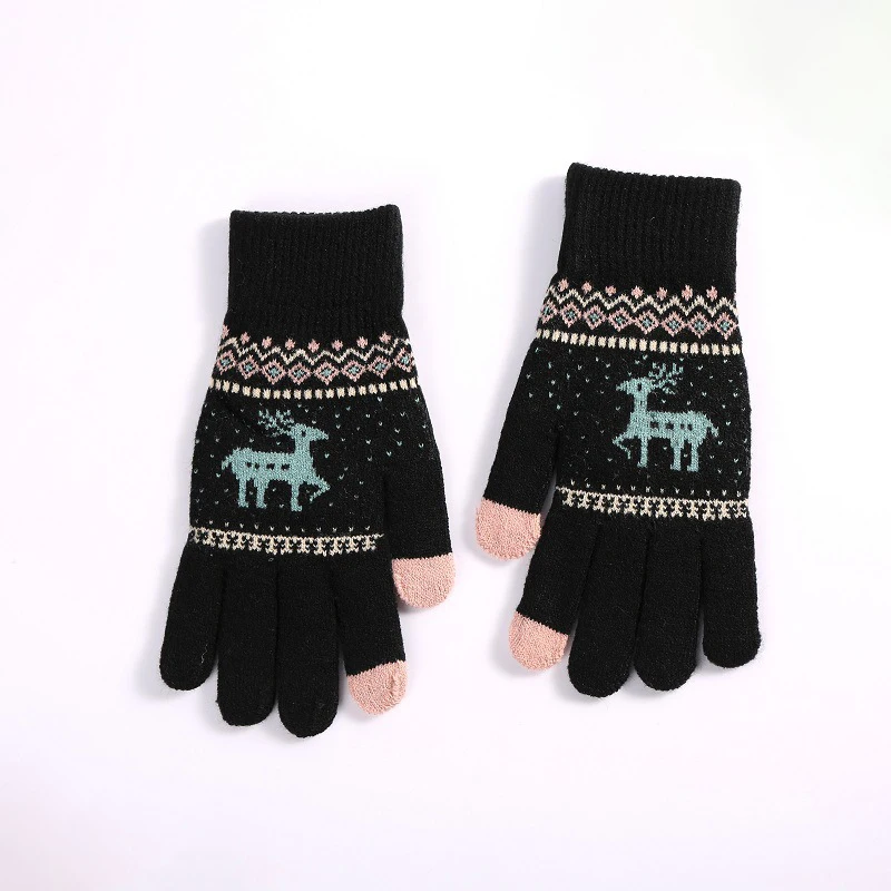 Hot Selling Winter Mittens Cashmere Brushed Knitted Gloves Touch Screen Compatible Daily Sports Cycling Parties Made Acrylic