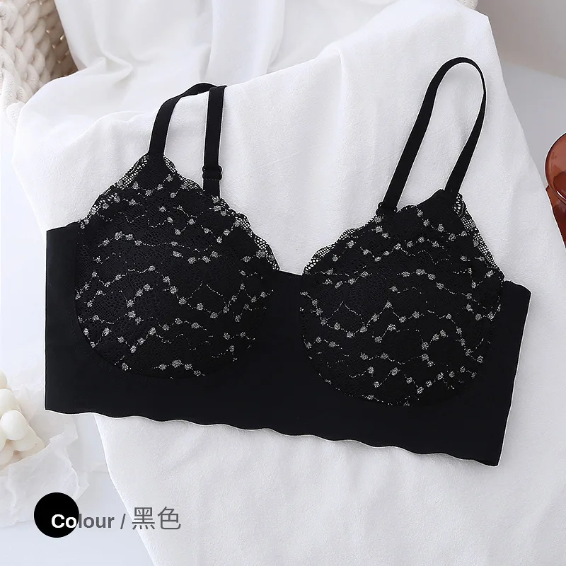 
Camisoles fancy bra Starry sky sling lace bra latex chest pad women seamless underwear traceless 