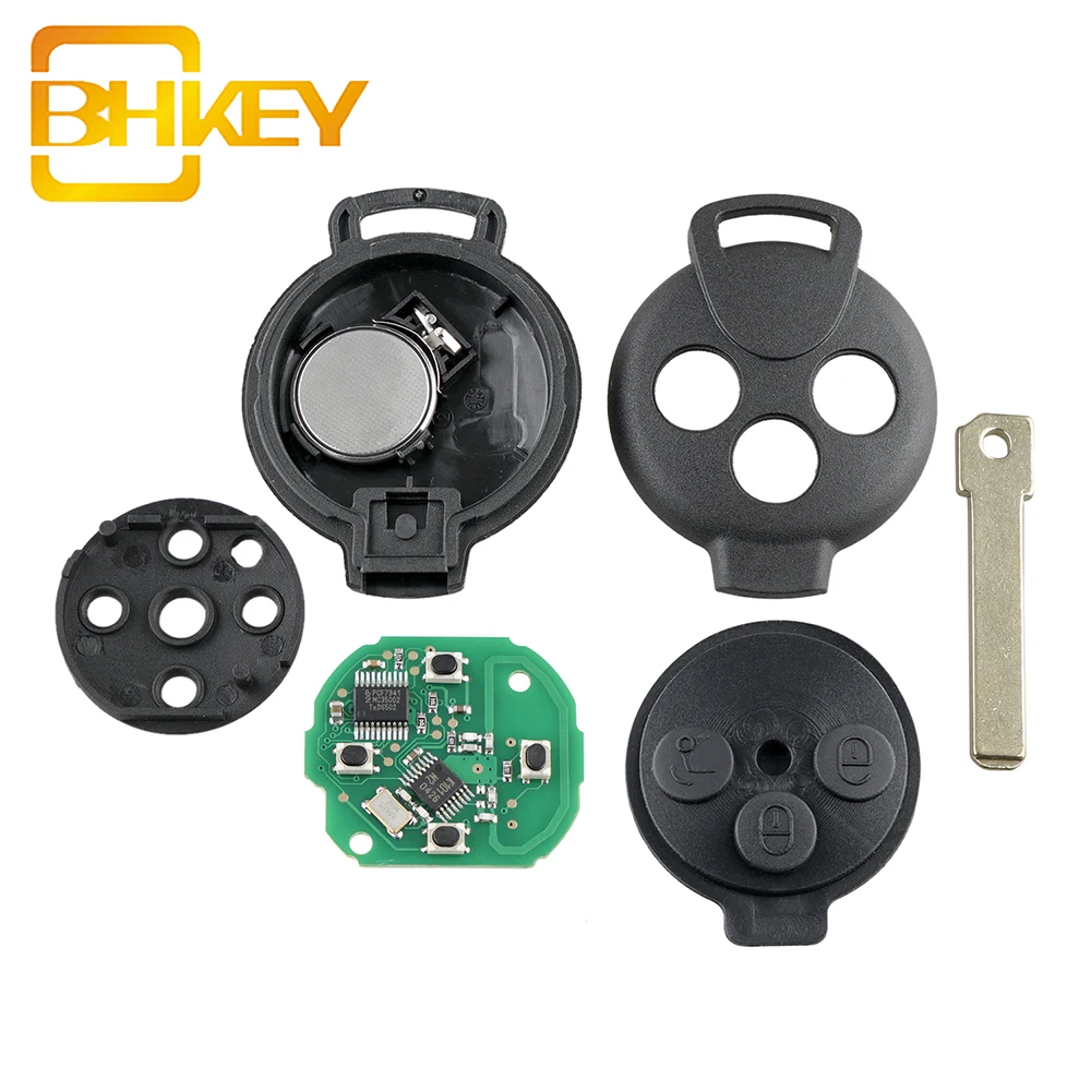 3 Buttons 433 mhz PCF7941 Chip Auto Car Key Fob Remote Key For Smart Fortwo 451 Forfour 2007-2013