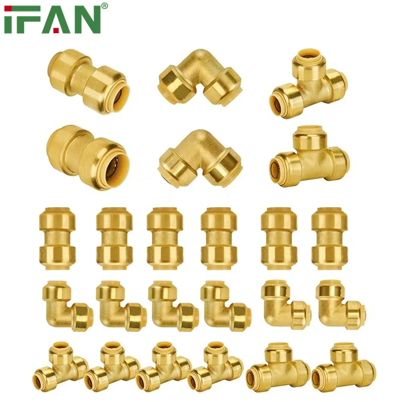 IFAN High Quality Hot Water Shark Bite Plumbing Fittings Elbow Tee Coupling Brass Plumbing Materials Push Fit Fittings