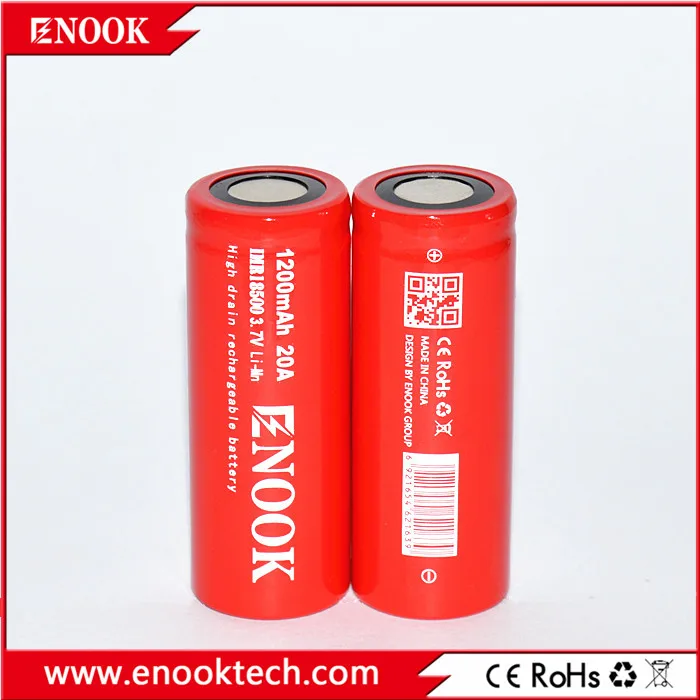 Заводская цена Enook 18500 1200 мАч 20A 3 7 V литий-ионный аккумулятор В 2000 для фонарика