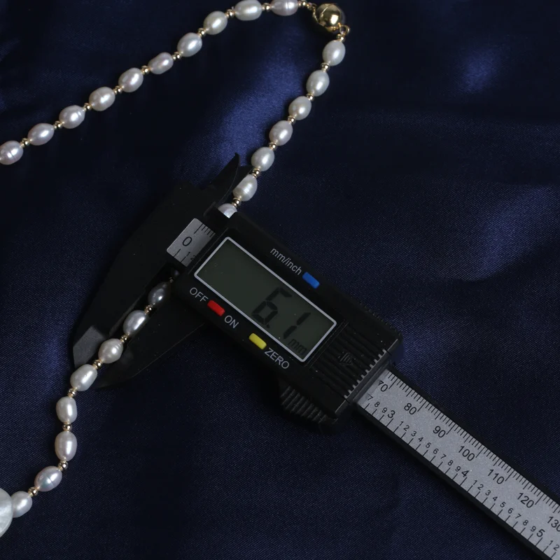 Natural Rice Shape Flower Freshwater Pearl Necklace Jewelry Set Sea Shell Necklace For Women