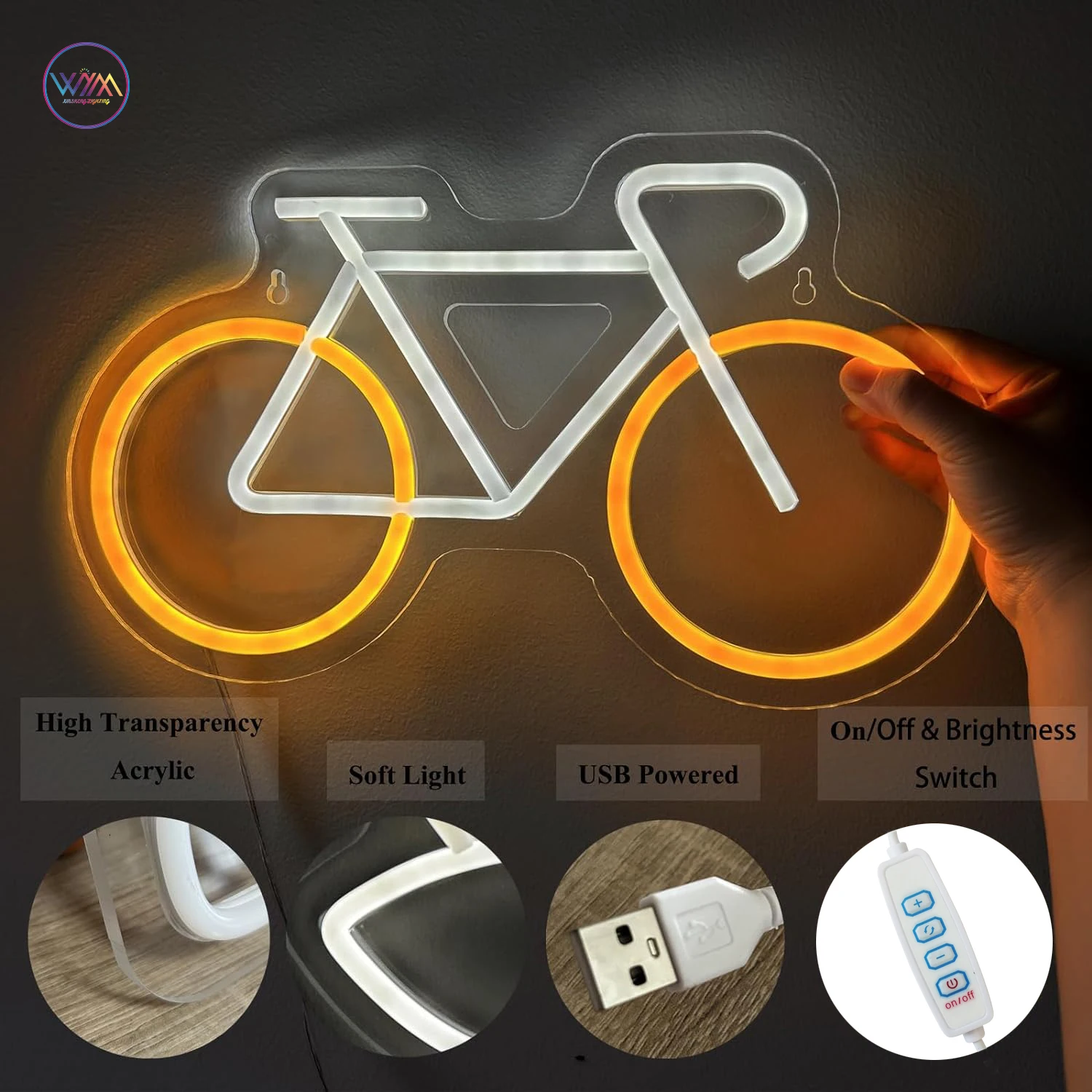 China Supplier High Brightness LED Neon Art Bike Signs Custom Size Wall Mounted Neon Lights for Bedrooms Colorful Light Emission
