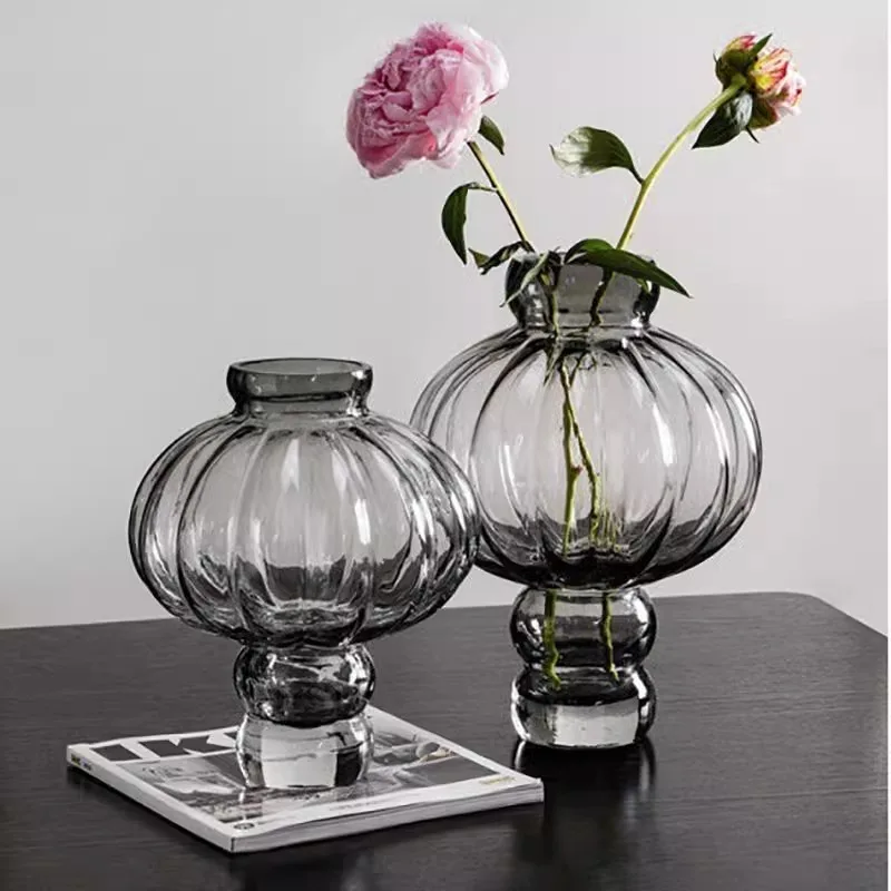 New Chinese retro Lantern Shape Glass Vase Custom Color Living Room Ornaments Home Decoration Glass Vase