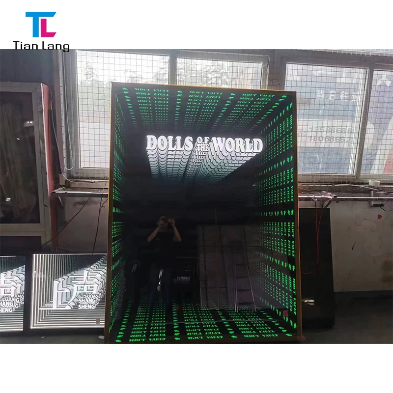 New Product Ideas infinity mirror With Professional Manufacturer abyss mirror wall lamp SIGN BOARD 3d logo