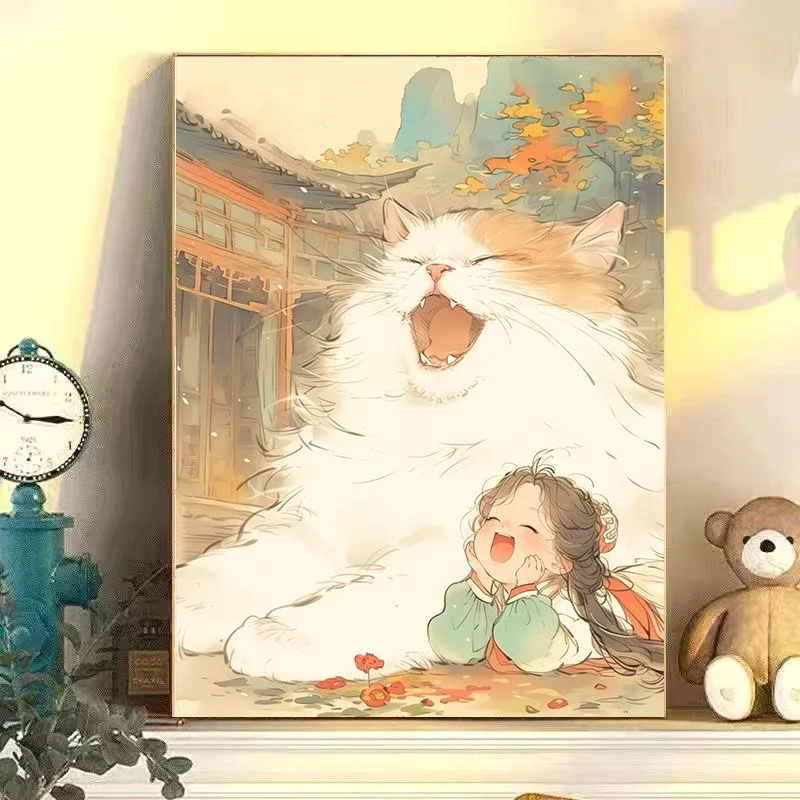 Diy Digital Oil Painting People Animals Series Hand-Filled Colouring Metal Wall Hanging Decompression Healing Decorative Art